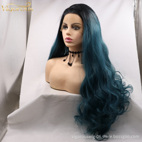 Hot Sale Synthetic Lace Front Wig For Women Black Body Wave Wig Heat Resistant Fiber Hair Wigs Side Part Hairline